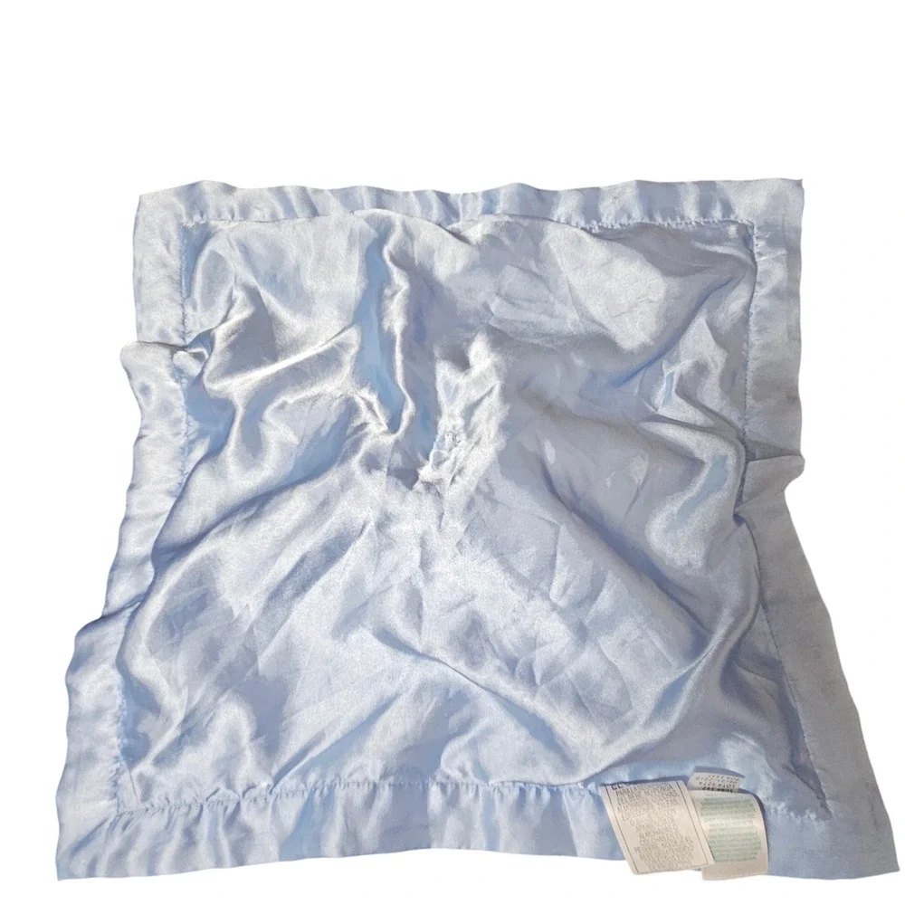 Okie Dokie Thank Heaven for Little Boys Blue Teddy Bear Satin Trim Lovey Blanket